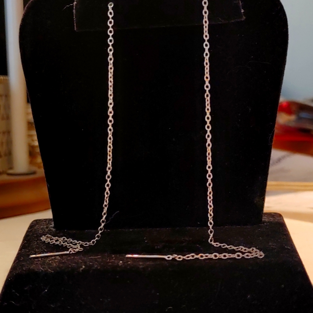 Sterling Silver chain link threader, charm earring threads Pierced earrings